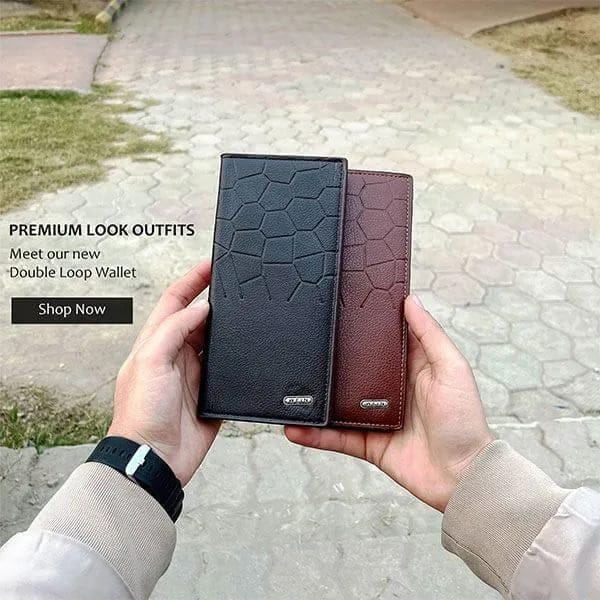 Men's Leather Wallet Half Crocodile Design