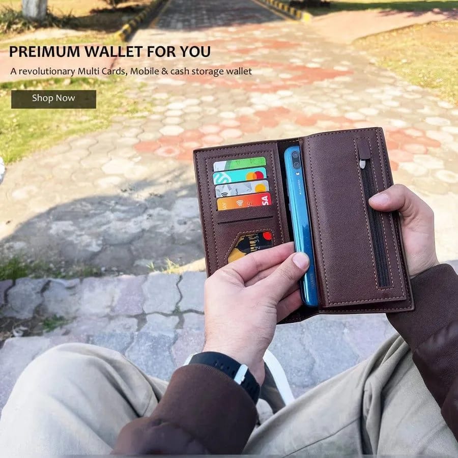 Men's Leather Wallet Half Crocodile Design
